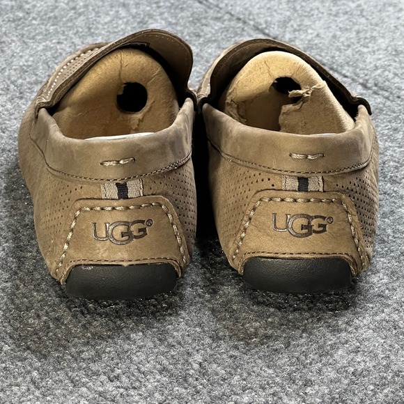 NIB UGG Mens 8 Henrick Perforated Leather Driving Moccasins Taupe Loafer 1010639 - Picture 6 of 11